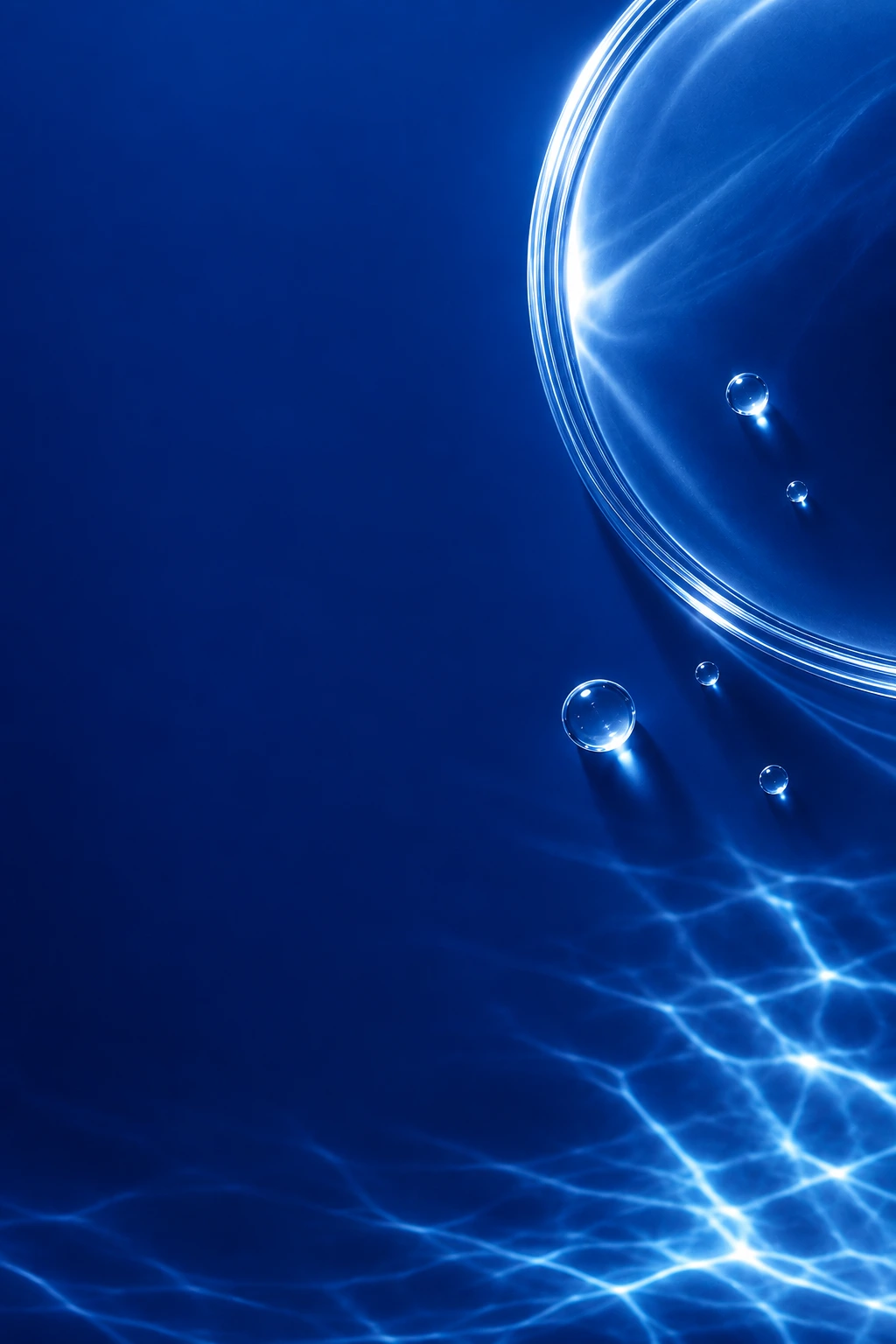 Cobalt-blue glass and water artwork